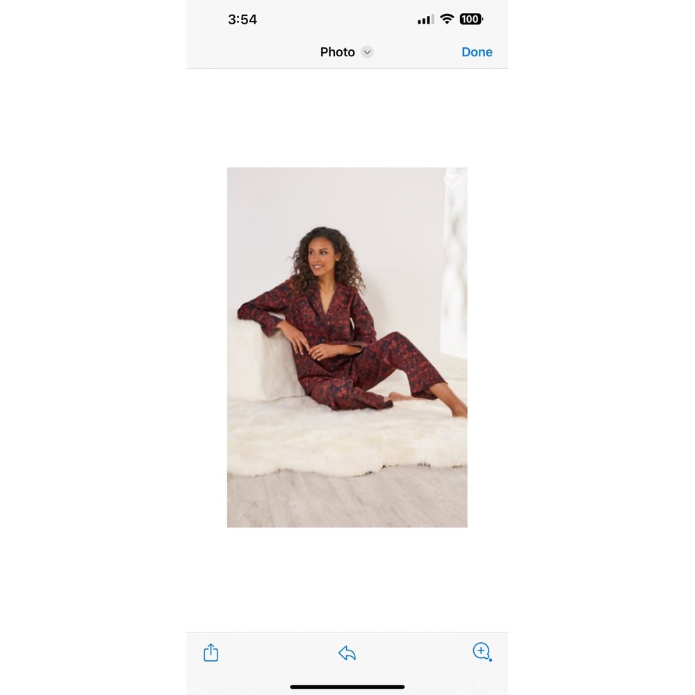 Soft Surroundings Night Divine Flannel Long Sleeve Red Paisley Cotton PJ Sz L - Picture 7 of 7